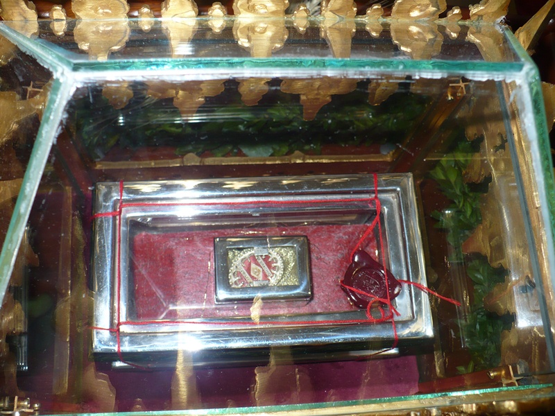 Relikvie sv. Cyrila vystavené rímskokatolíckom kostole v Čavoji
